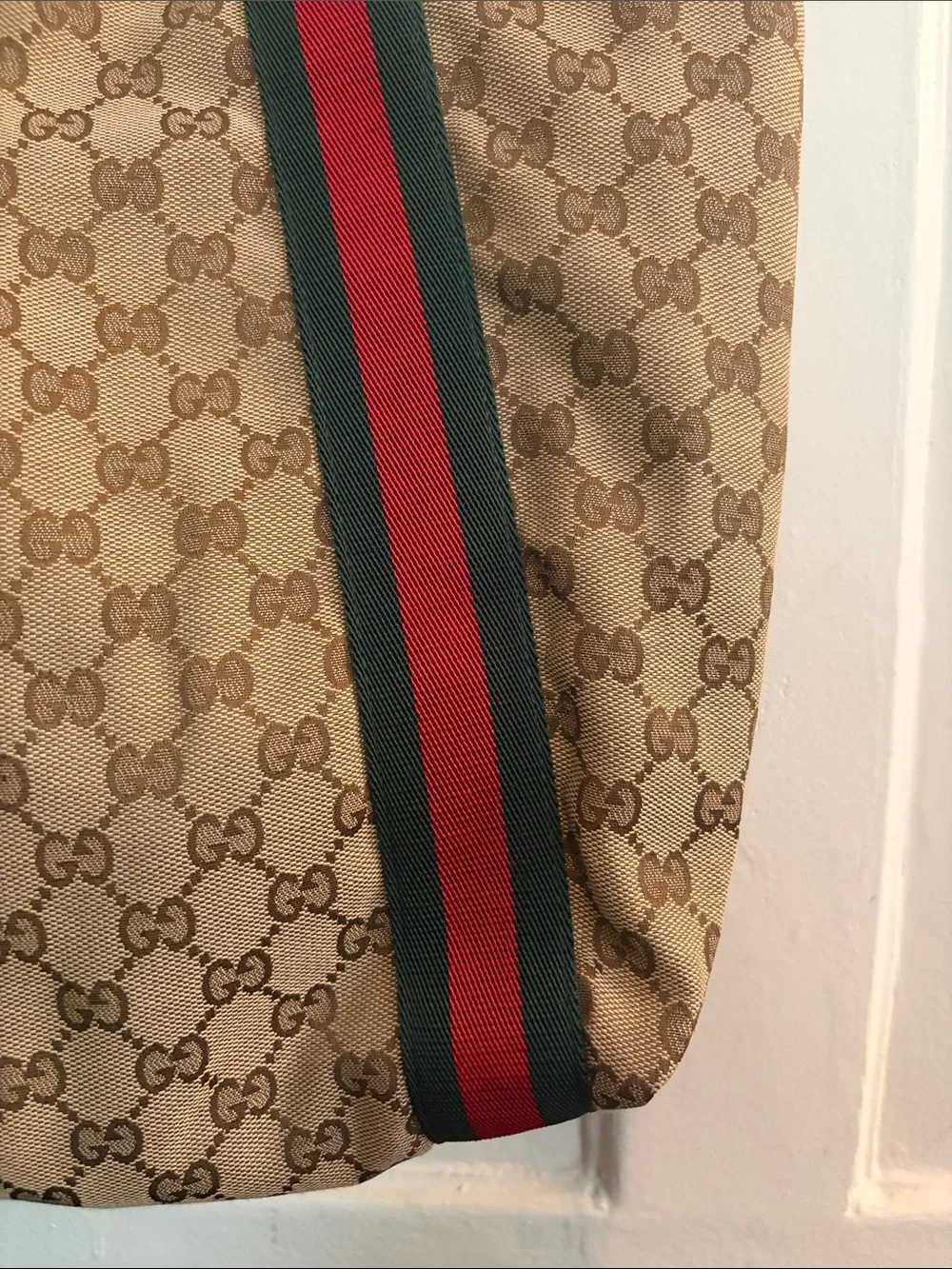 Gucci Beige Monogram Tote with Red and Green Webbing - Picture 7 of 16